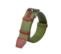 SEQLTWFC Cinturino in nylon intrecciato + vera pelle da 20 mm e 22 mm compatibile con Hamilton H69439931 H69439411, cinturino sportivo da uomo for esterni(Army green black,22mm)