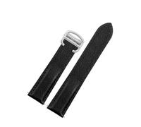 SEQLTWFC Cinturino in pelle Litchi compatibile con Cartier TANK SOLO RONDE DE Lychee, cinturino in pelle grana 20, 23 e 25 mm, accessori for orologi(Black-Silver,22mm)