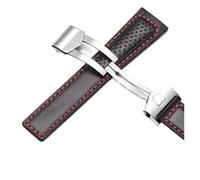 SEQLTWFC Cinturino in vera pelle 19 mm, 20 mm, 22 mm, compatibile con Tag Heuer Carrera Monaco F1 cinturino rosso da uomo con fibbia pieghevole, 22mm