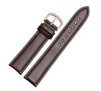 SEQLTWFC Cinturino in vera pelle di vitello liscia 18mm 19mm 20mm 21mm 22mm 23 cinturini morbidi cinturino automatico con fibbia a farfalla cinturino for orologio da lavoro(Brown RG pin,18mm)