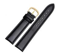 SEQLTWFC Cinturino in vera pelle di vitello liscia 18mm 19mm 20mm 21mm 22mm 23 cinturini morbidi cinturino automatico con fibbia a farfalla cinturino for orologio da lavoro(Black-gold pin,21mm)