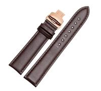 SEQLTWFC Cinturino in vera pelle di vitello liscia 18mm 19mm 20mm 21mm 22mm 23 cinturini morbidi cinturino automatico con fibbia a farfalla cinturino for orologio da lavoro(Brown RG Folding,18mm)