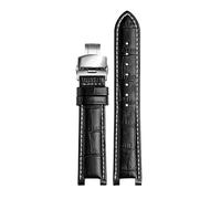 SEQLTWFC Cinturino per orologio compatibile con cinturini per orologio GC 22 x 13 mm, 20 x 11 mm, cinturino per orologio dentellato in vera pelle, cintura per orologi blu, 22-13 black bcukle