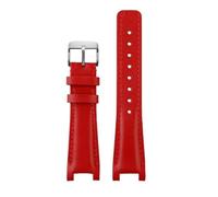 SEQLTWFC Cinturino per orologio in pelle di mucca compatibile con GC YA1332 1333 1335 cinturino orologio 16MM 20MM bianco nero marrone rosso con tacca bracciale in pelle per donna, Rosso-argento, 20