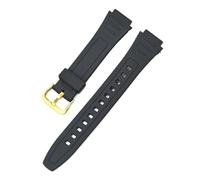 SEQLTWFC Cinturino sportivo in resina compatibile con Casio F-91 F-84 F-105 W-800H W-218 AE-1200/1300 Accessori for cinturino convesso in silicone TPU 18mm(Black gold)