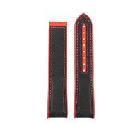 SEQLTWFC Compatibile con cinturini for orologi Omega Seamaster 300 Speedmaster cinturino in silicone a grana di carbonio 20mm 21mm 22mm cinturini for orologi in gomma con estremità curva(Black- red,21