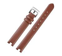 SEQLTWFC Compatibile con cinturino Gucci in pelle bovina con tacca GC catena YA141401 YA141501 cinturino da donna in morbida pelle di vitello 12x4mm 14x4mm 14x5mm(Brown-silver,14x4mm)