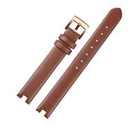 SEQLTWFC Compatibile con cinturino Gucci in pelle bovina con tacca GC catena YA141401 YA141501 cinturino da donna in morbida pelle di vitello 12x4mm 14x4mm 14x5mm(Brown-rose gold,12x4mm)