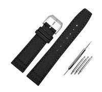 SEQLTWFC Compatibile con IW Pilot Spitfire Timezone TopGun cinturino verde nero cinture cinturini for orologi da polso 20mm 21mm 22mm cinturino in tessuto di tela di nylon(Pin black silver,21mm)