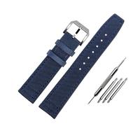 SEQLTWFC Compatibile con IW Pilot Spitfire Timezone TopGun cinturino verde nero cinture cinturini for orologi da polso 20mm 21mm 22mm cinturino in tessuto di tela di nylon(Pin blue silver,20mm)