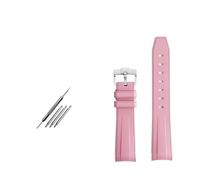 SEQLTWFC Compatibile con Rolex Omega X Swatch Joint MoonSwatch Constellation cinturino in gomma sportivo impermeabile 20 mm Curvedor cinturino for orologio morbido BAND(Pink silver clasp)