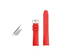SEQLTWFC Compatibile con Rolex Omega X Swatch Joint MoonSwatch Constellation cinturino in gomma sportivo impermeabile 20 mm Curvedor cinturino for orologio morbido BAND(Red silver clasp)