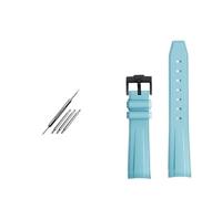 SEQLTWFC Compatibile con Rolex Omega X Swatch Joint MoonSwatch Constellation cinturino in gomma sportivo impermeabile 20 mm Curvedor cinturino for orologio morbido BAND(Sky blue black)