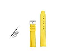 SEQLTWFC Compatibile con Rolex Omega X Swatch Joint MoonSwatch Constellation cinturino in gomma sportivo impermeabile 20 mm Curvedor cinturino for orologio morbido BAND(Yellow silver clasp)