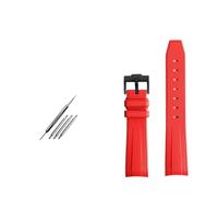 SEQLTWFC Compatibile con Rolex Omega X Swatch Joint MoonSwatch Constellation cinturino in gomma sportivo impermeabile 20 mm Curvedor cinturino for orologio morbido BAND(Red black clasp)