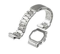 SEQLTWFC DW5600 GA2100 Kit Modificato Compatibile con Cinturino Casio DW-5600 DW-5610 GA2100 GA2110 Uomo, Cinturino Retro intagliato in Acciaio Inossidabile, Cassa in Metallo, 5600, Acetato, Nessuna