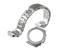 SEQLTWFC DW5600 GA2100 Kit Modificato Compatibile con Cinturino Casio DW-5600 DW-5610 GA2100 GA2110 Uomo, Cinturino Retro intagliato in Acciaio Inossidabile, Cassa in Metallo, GA-2100 GA-2110, Acetato