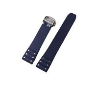 SEQLTWFC Nuovo arrivo elegante cinturino cinturino in gomma con rivetti compatibile con lo speciale orologio sportivo Santos 21mm bellissimo braccialetto fibbia pieghevole caldo(Blue)