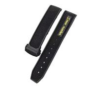 SEQLTWFC Nuovo cinturino in silicone e gomma compatibile con Omega Speedmaster, fibbia deployante in acciaio, 22 mm, accessori for orologi da uomo(Black yellow Black)