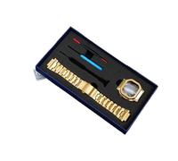 SEQLTWFC Set DW-H5600 in acciaio inossidabile compatibile con Casio DW-H5600, cinturino in metallo modificato da uomo in acciaio inossidabile, set con cassa in argento, oro e nero(Golden-set)