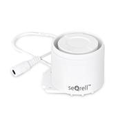 seQrell, Sirena wireless da interno da 125 dB con adattatore di alimentazione. Riceve il segnale di allarme lontano dal modulo di allarme principale. Piccola e potente. S-01