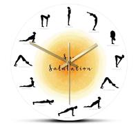 Sequenza Yoga Pose Silhouette Orologio da Parete Non ticchettio Saluto al Sole Orologio da Parete da 12 Pollici Yoga Studio Decor Regalo per Yogis-30X30cm