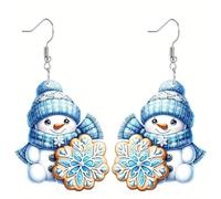 Sequin Acrylic Christmas Snowman Earrings - Orecchini da donna adatti per orecchini a stella neri, Taglia unica, Acrilico, Nessuna pietra preziosa