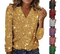 Sequin Tops for Women - Long Sleeve Sparkly Glitter Blouse for Parties, Concerts & Holiday Celebrations 2025