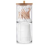 Sequpr Porta per Cotton Fioc e Dischetti di Cotone, Contenitore e Dispenser per Dischetti di Cotone con Coperchio, Trasparente Organizzatore per Dischetti di Struccanti e Batuffoli di Cotone