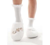 SEQWL - Pantofole da sposa bianche decorate-Bianco S