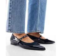 SEQWL Wide Fit - Jordan - Ballerine a punta blu navy verniciate a pianta larga 39