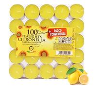 SER Candele Tealight Profumati alla Citronella - 100 pezzi - Durata Fino a 4 ore di Combustione