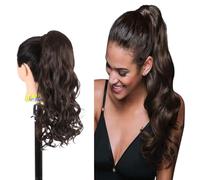 Ser Mulher Coda Di Cavallo con Laccio LISA, Capelli Ondulati 50cm. Facile e Veloce da Applicare. (4 Dark Brown)