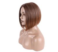 Ser Mulher DIDY Parrucca Front Lace, Capelli a Caschetto, fibra di alta qualità resistente fino a 180gradi (T-30 CASTANO SCURO DEGRADEE)