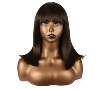 Ser Mulher MILA Parrucca Caschetto Lungo con Frangia, 35cm, fibra alta qualità resistente al calore. (6 CASTANO CHIARO)