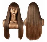 Ser Mulher MIRIAM Parrucca Capelli lunghi lisci con Frangia (T2-30 Castano scuro degradee)