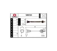 SERA Arbre De Transmission Cardan Avant Droit per VW Polo Seat Cordoba