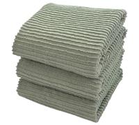 Serafina Home, Asciugamani da cucina verde salvia, 100% cotone, panni morbidi per la pulizia e l'asciugatura, in spugna assorbente ad anelli, set da 3, multiuso, per l'uso quotidiano