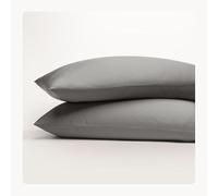 Seralino Federa per cuscino in raso 70 x 90 cm, grigio scuro (set da 2), 100% cotone biologico, morbida traspirante, federa per cuscino con chiusura lampo, federa 70 x 90 cm