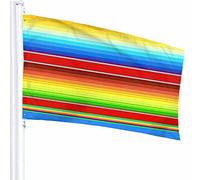Serape messicana modello Flag Decor 3x5 Ft Colorful Bright Stripe Chic Arcobaleno Poliestere Motivo stampato Decorazioni per esterni per case e giardini