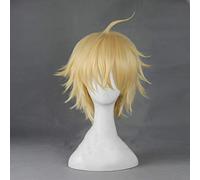 Seraph della fine Mikaela Hyakuya Parrucche Cosplay Bionda Corto Lisci Parrucca da uomo Capelli sintetici resistenti al calore KUZZ6092
