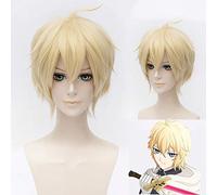 Seraph of The End Mikaela Hyakuya 35cm Parrucche Cosplay diritte corte per uomo Ragazzi Capelli sintetici termoresistenti Capelli finti anime