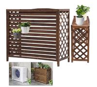SeraphicCharm Copri Condizionatore da Esterno Legno Condizionatore dell'unità AC Copri Motore Condizionatore Esterno Legno Anticorrosione Copri Condizionatore Esterno Portavasi da Balcone(86x35x80cm)