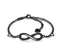SERASAR Bracciale Donna Infinito Nero Acciaio Inox Elegante Regalo Amica