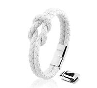 SERASAR - Bracciale Donna Pelle [Knot] in Bianco/Celeste/Nero/Rosa, Serratura Magnetica in Acciaio Inossidabile, Esclusivo Portagioie, Idea Regalo per Amici, Moglie, Fidanzata, Lunghezza 16, 18, 20cm