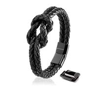 SERASAR - Bracciale Donna Pelle [Knot] in Bianco/Celeste/Nero/Rosa, Serratura Magnetica in Acciaio Inossidabile, Esclusivo Portagioie, Idea Regalo per Amici, Moglie, Fidanzata, Lunghezza 16, 18, 20cm