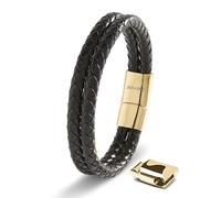 SERASAR Bracciale Uomo Oro 17cm Braccialetto Uomo Pelle Cuoio Regolabile Magnetico Inox Bracciali Braccialetti Perline Bigiotteria Bracialetto Braciale Bambino Bracelet Corda Braciale Nere Accessori
