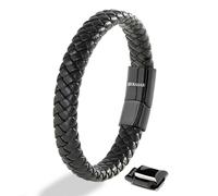 SERASAR Braccialetti Uomo Pelle 20cm Nero Braccialetto Cuoio Aggiustabile Magnetico Bracciali Perline Bigiotteria Bracialetto Cinturino Braciale Bambino Bracelet Corda Nere