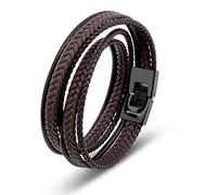 SERASAR Bracciali Uomo Pelle Marrone 46cm Braccialetto Cuoio Aggiustabile Magnetico Braccialetti Perline Bigiotteria Bracialetto Braciale Bambino Bracelet Men Corda Accessori