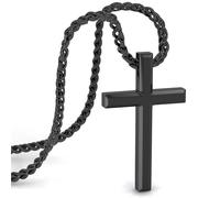 SERASAR Catena da Uomo Collana con Ciondolo in Acciaio Inossidabile - 60cm Nero Regalo per Croce Fascia di Gioielli Gesù